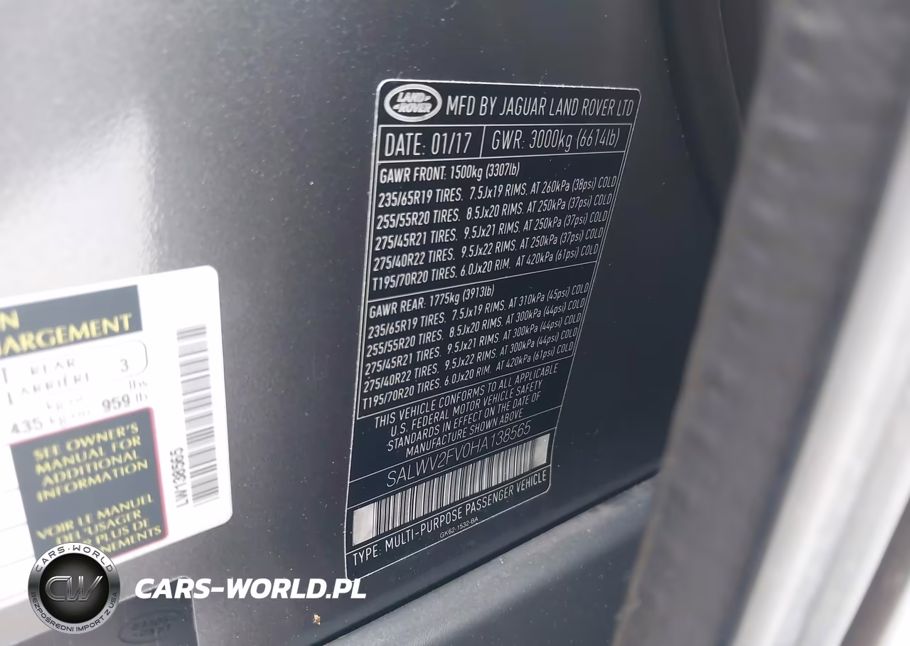 2017 Land Rover Range Rover Sport 3.0L V6 Supercharged Hse Dynamic VIN:SALWV2FV0HA138565 - 9