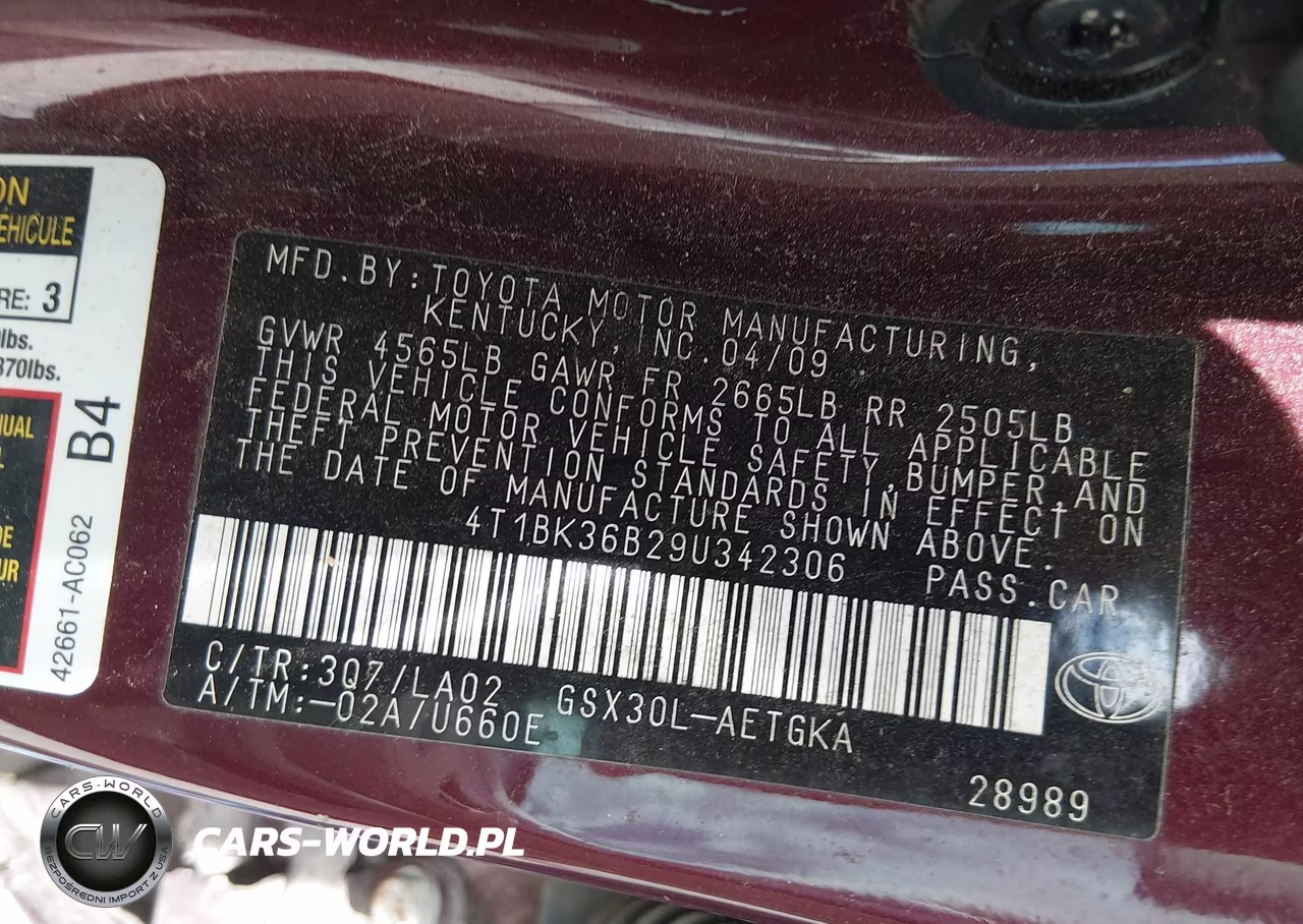 2009 Toyota Avalon Xls VIN:4T1BK36B29U342306 - 9