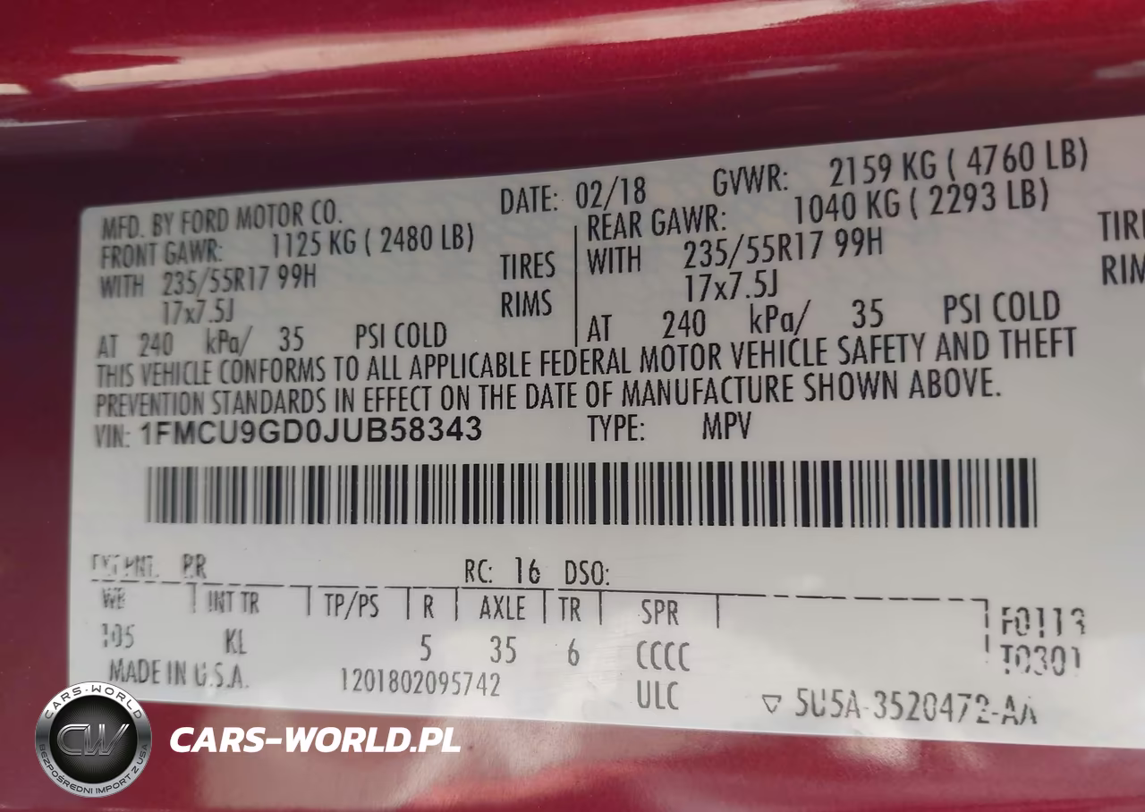 2018 Ford Escape Se VIN:1FMCU9GD0JUB58343 - 9