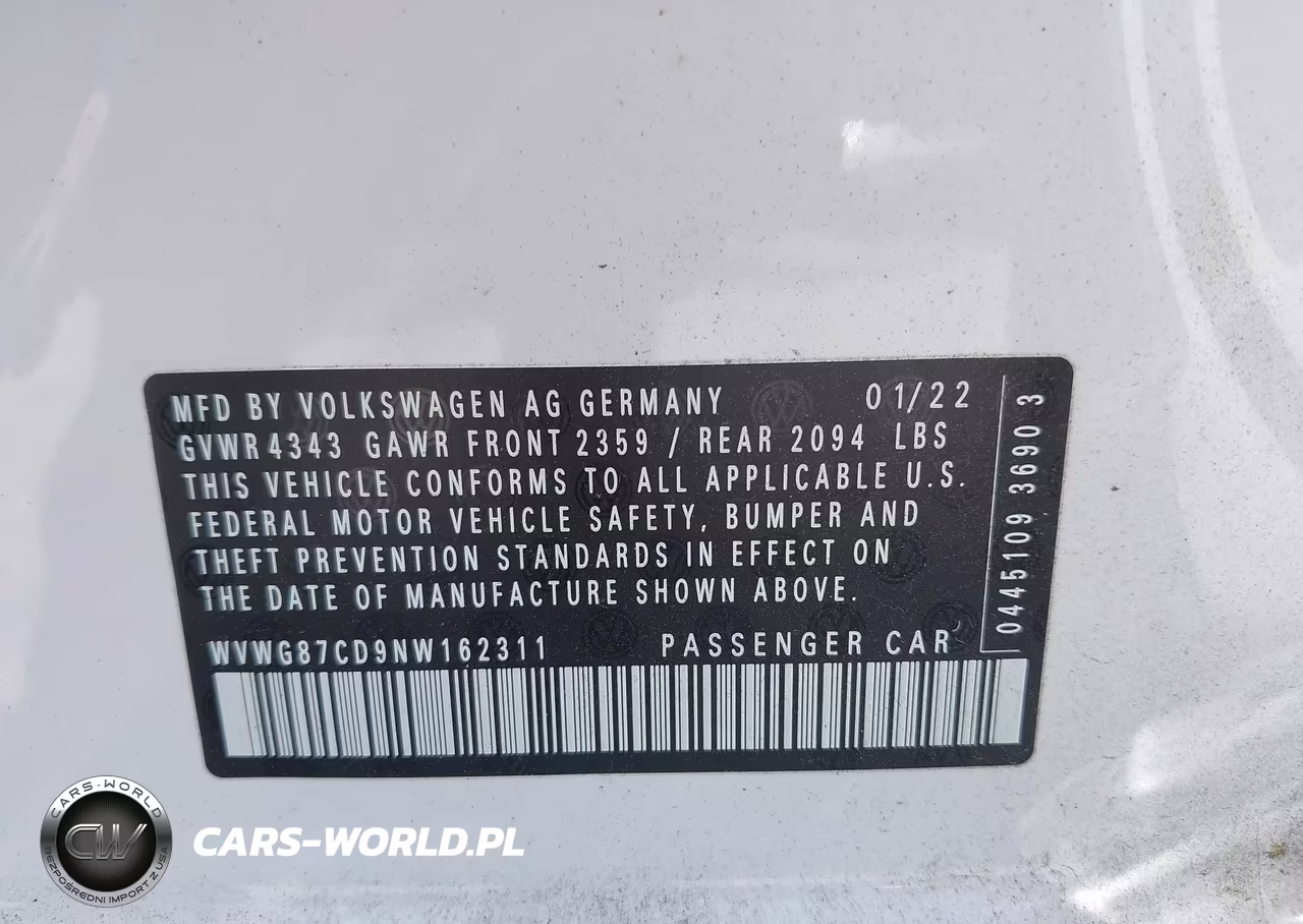 2022 Volkswagen Golf Gti 2.0T S VIN:WVWG87CD9NW162311 - 9