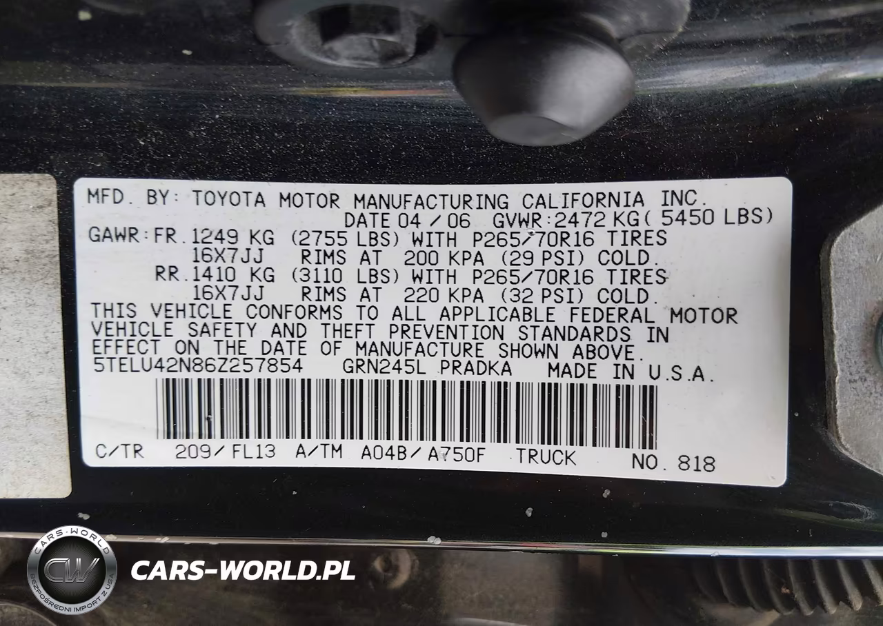 2006 Toyota Tacoma Base V6 VIN:5TELU42N86Z257854 - 9