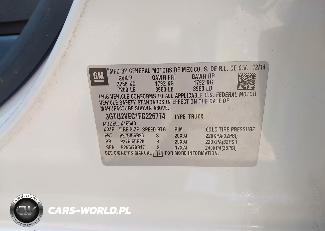 2015 GMC Sierra 1500 Slt VIN:3GTU2VEC1FG226774 - 9