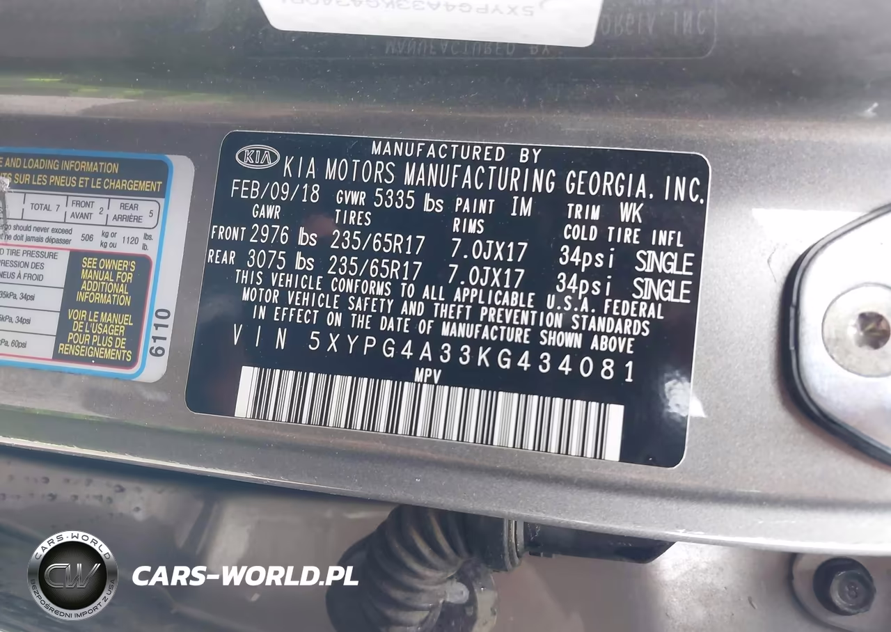 2019 Kia Sorento 2.4L Lx VIN:5XYPG4A33KG434081 - 9