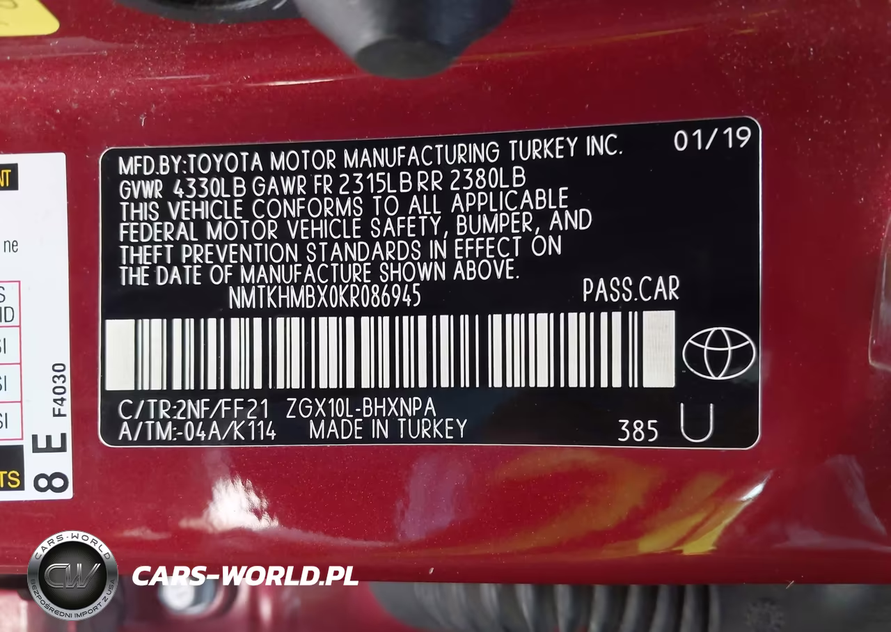 2019 Toyota C-Hr Xle VIN:NMTKHMBX0KR086945 - 9