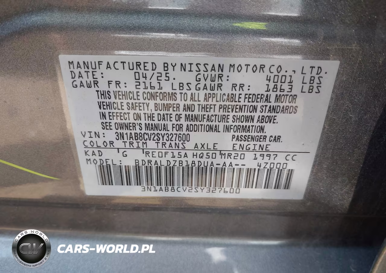 2025 Nissan Sentra Sv VIN:3N1AB8CV2SY327600 - 9