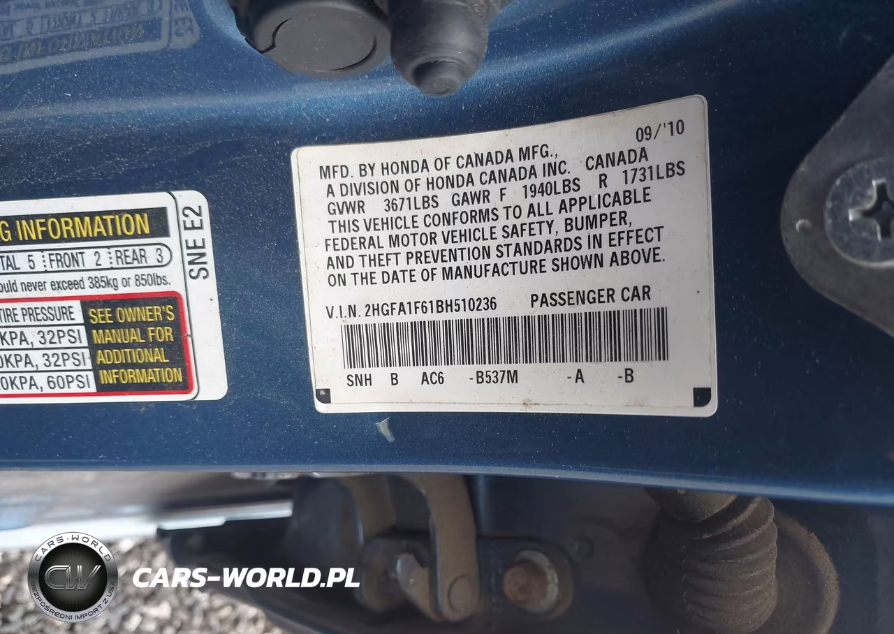 2011 Honda Civic Lx-S VIN:2HGFA1F61BH510236 - 9
