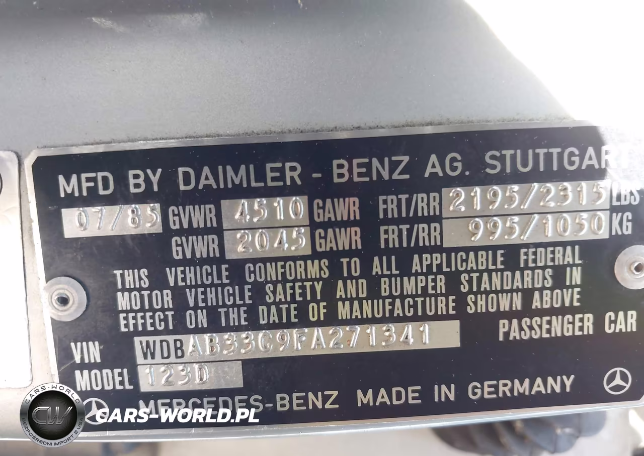 1985 Mercedes-Benz 300 Dt VIN:WDBAB33C9FA271341 - 9
