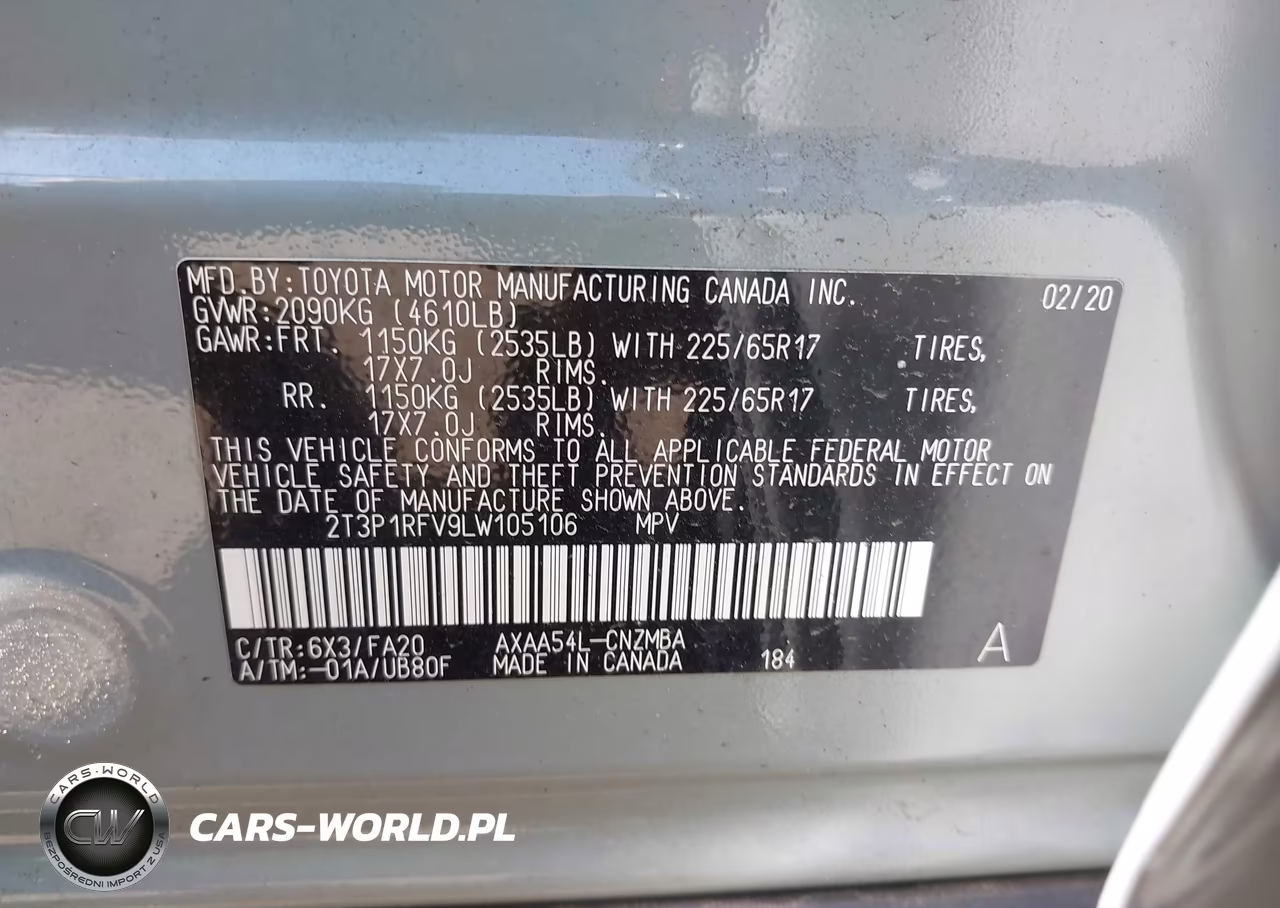 2020 Toyota Rav4 Xle VIN:2T3P1RFV9LW105106 - 9