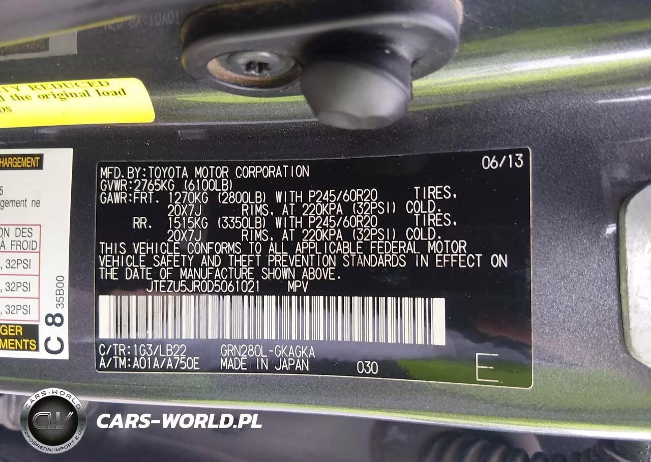 2013 Toyota 4Runner Limited VIN:JTEZU5JR0D5061021 - 9