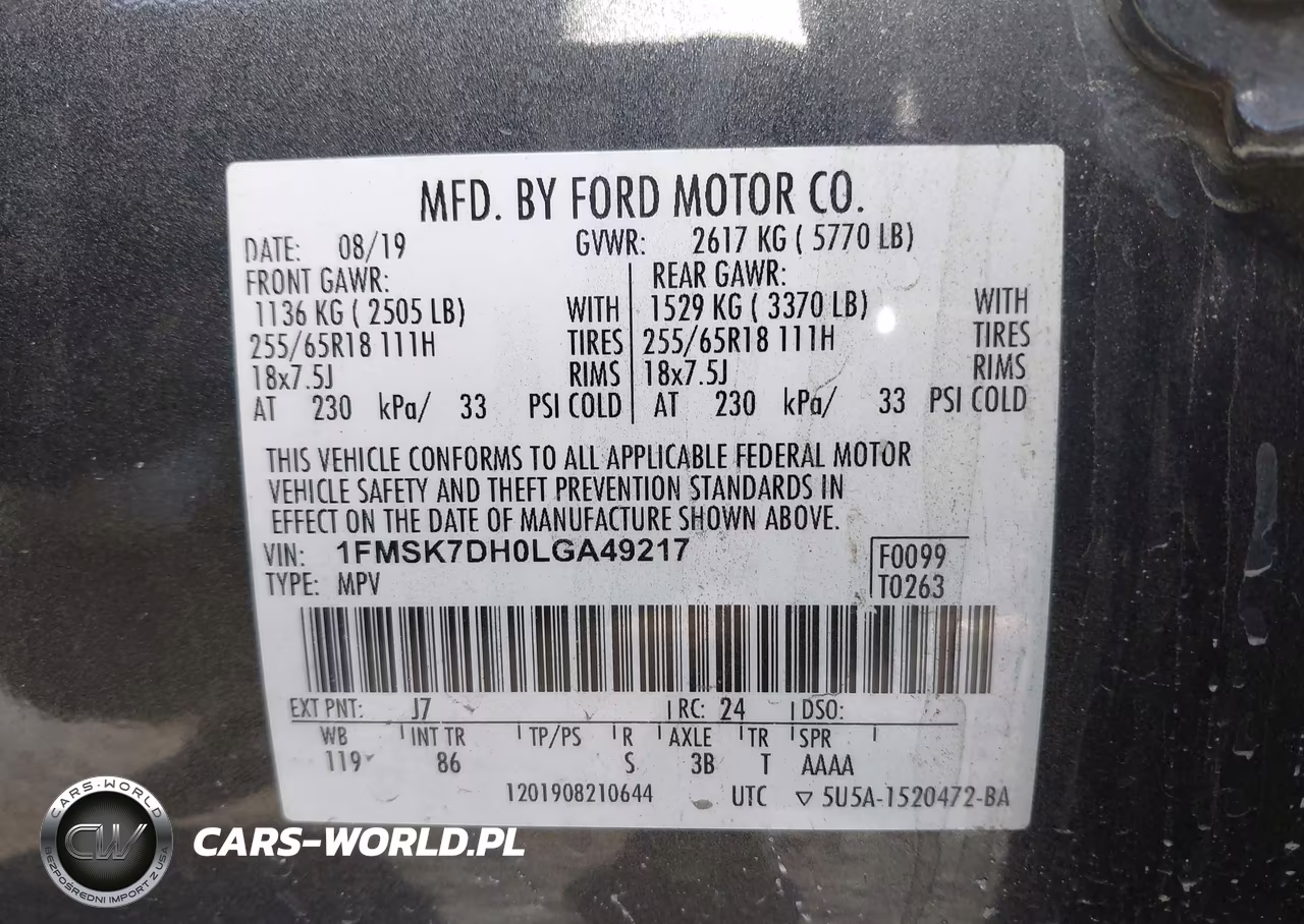 2020 Ford Explorer Xlt VIN:1FMSK7DH0LGA49217 - 9
