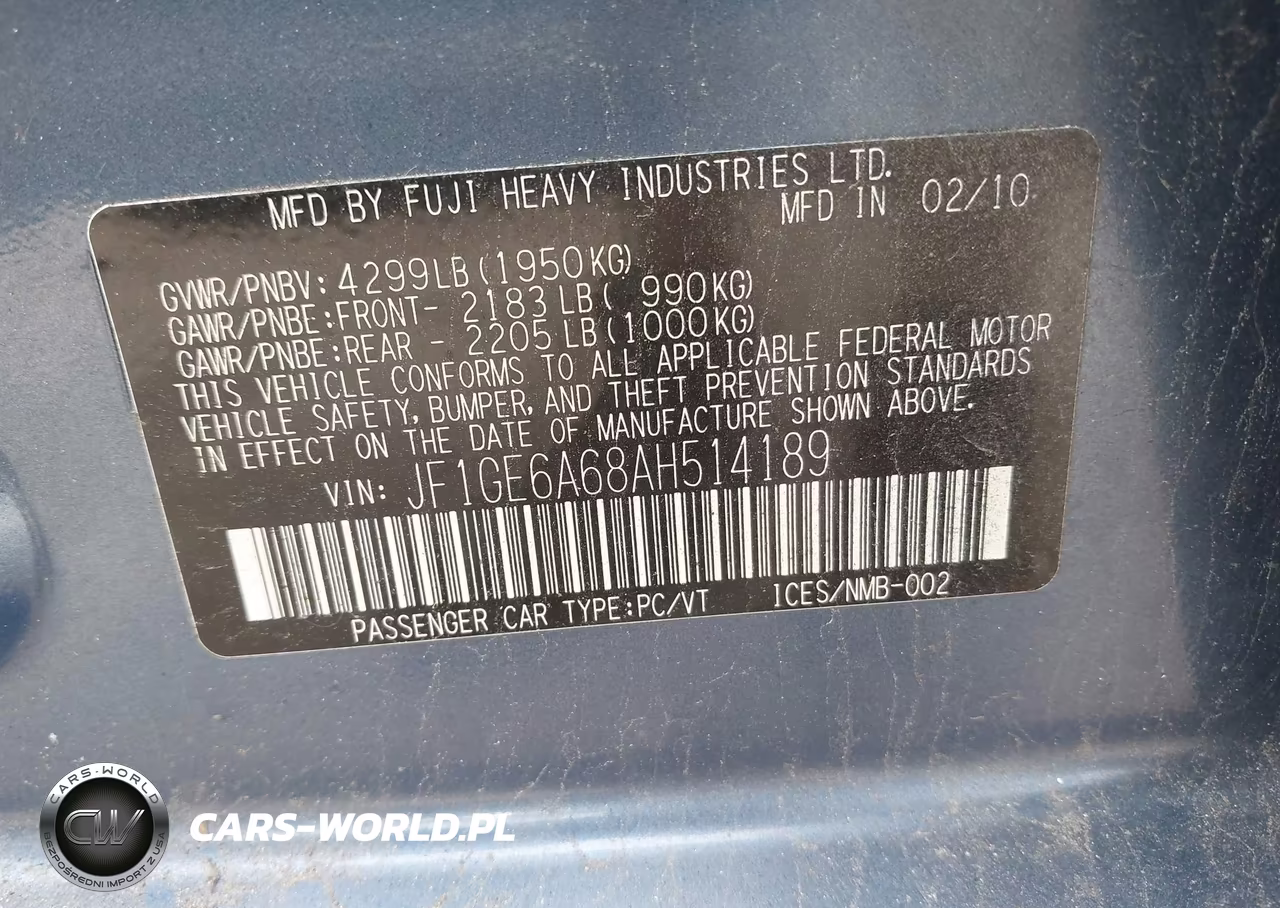 2010 Subaru Impreza 2.5I VIN:JF1GE6A68AH514189 - 9