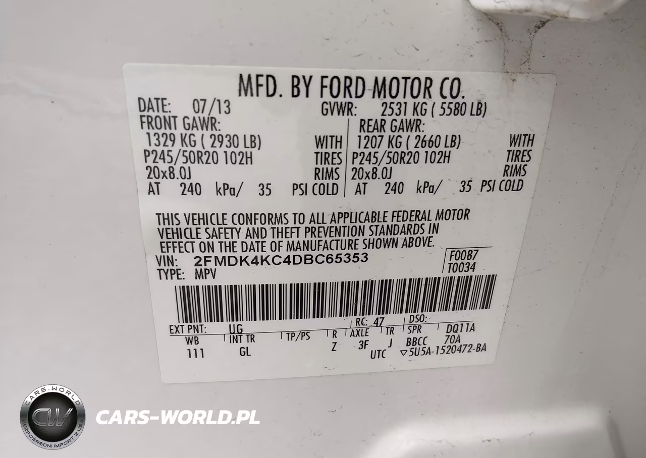 2013 Ford Edge Limited VIN:2FMDK4KC4DBC65353 - 9
