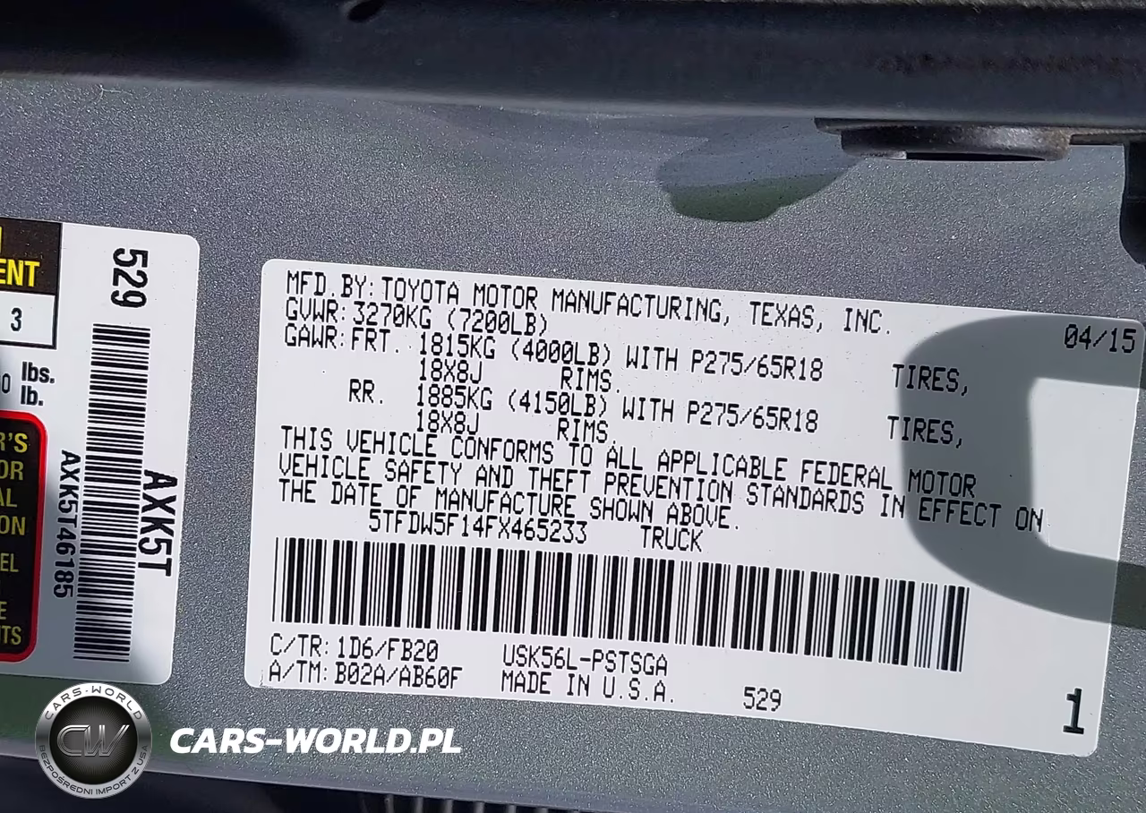 2015 Toyota Tundra Sr5 5.7L V8 VIN:5TFDW5F14FX465233 - 9
