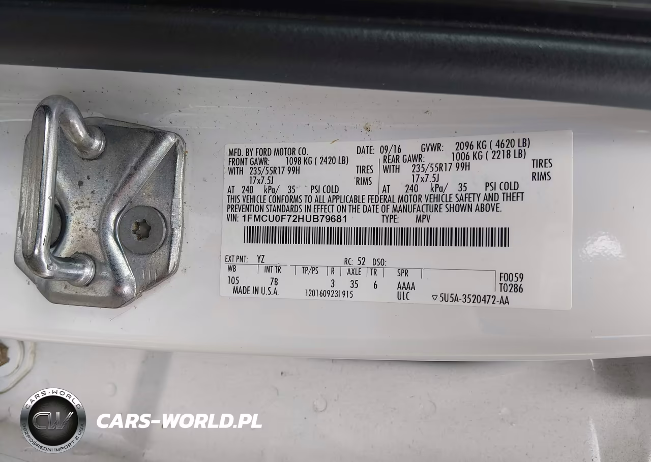 2017 Ford Escape S VIN:1FMCU0F72HUB79681 - 9