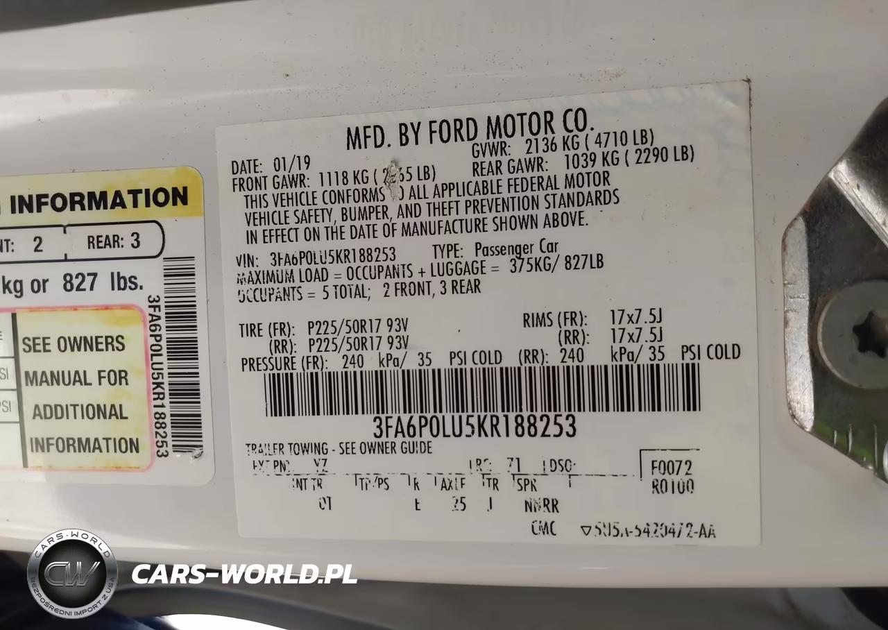 2019 Ford Fusion Hybrid Se VIN:3FA6P0LU5KR188253 - 9