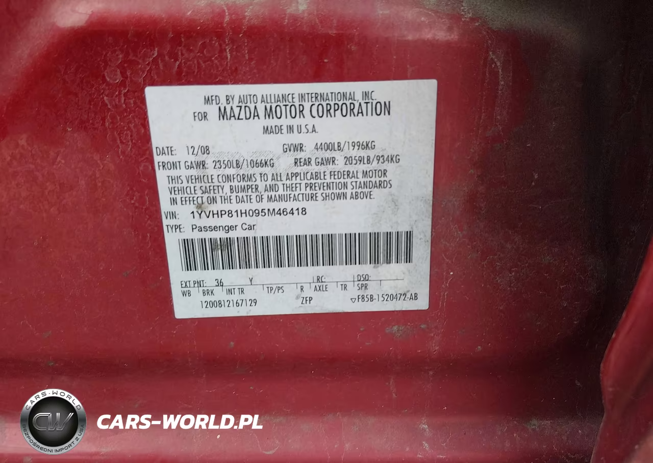 2009 Mazda Mazda6 I Sport VIN:1YVHP81H095M46418 - 9