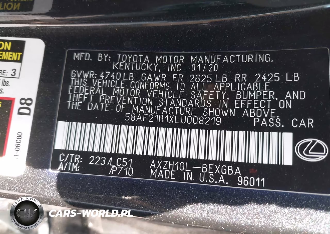 2020 Lexus Es 300H Ultra Luxury VIN:58AF21B1XLU008219 - 9