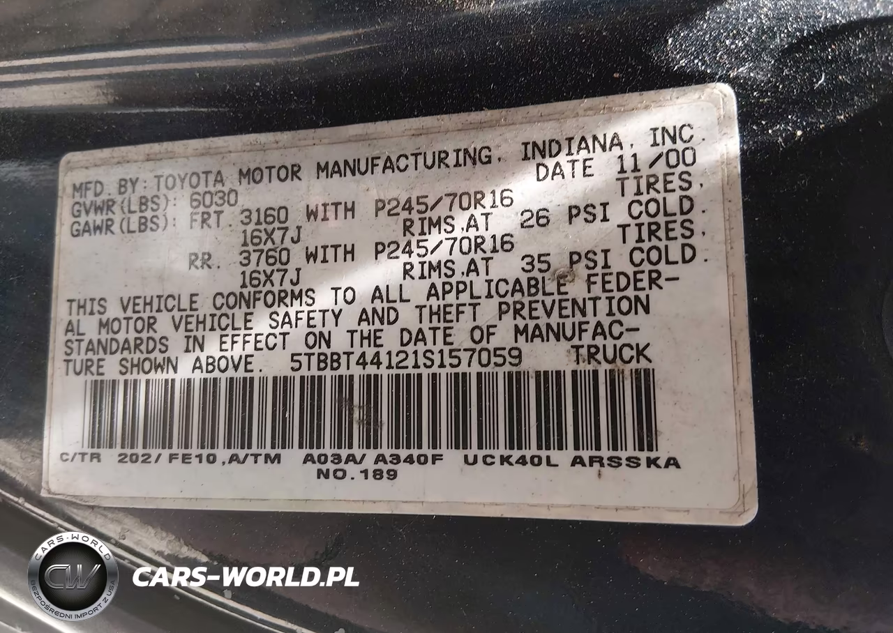 2001 Toyota Tundra Sr5 V8 VIN:5TBBT44121S157059 - 9