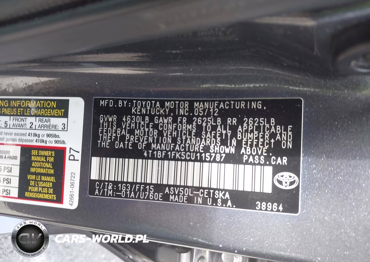 2012 Toyota Camry Se VIN:4T1BF1FK5CU115787 - 9