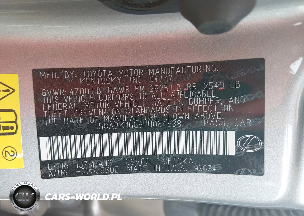 2017 Lexus Es 350 VIN:58ABK1GG9HU064638 - 9