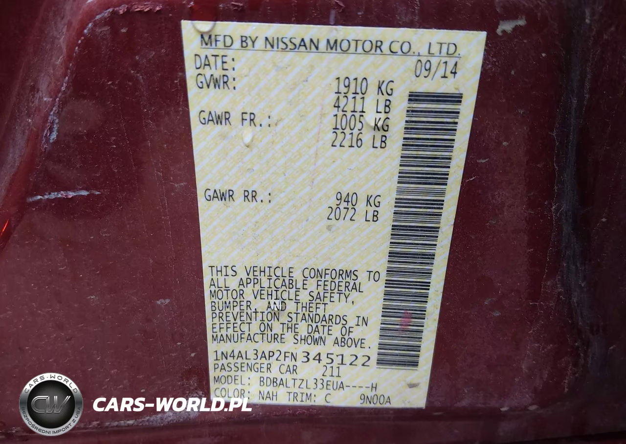 2015 Nissan Altima 2.5 Sl VIN:1N4AL3AP2FN345122 - 9