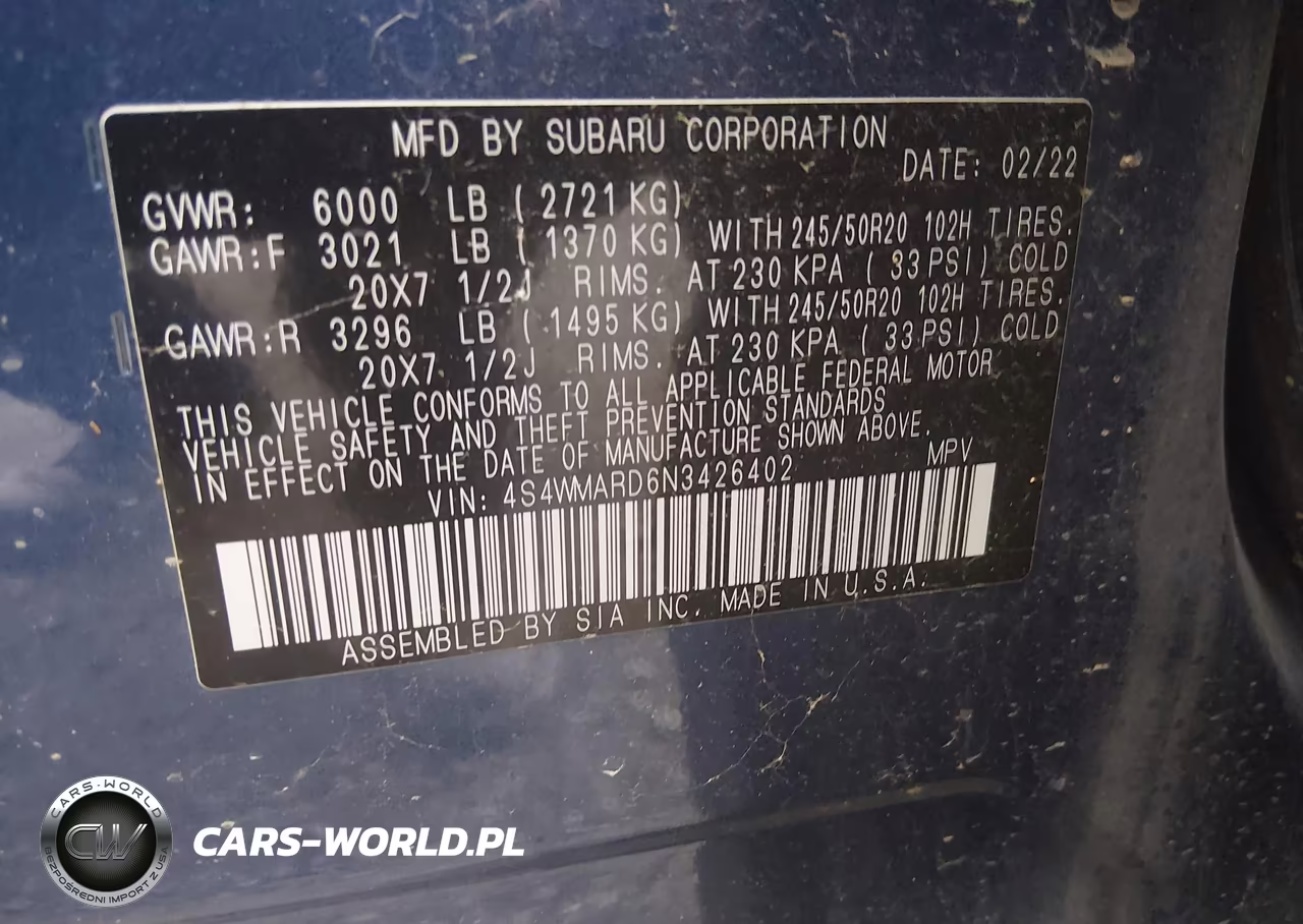 2022 Subaru Ascent Touring VIN:4S4WMARD6N3426402 - 9