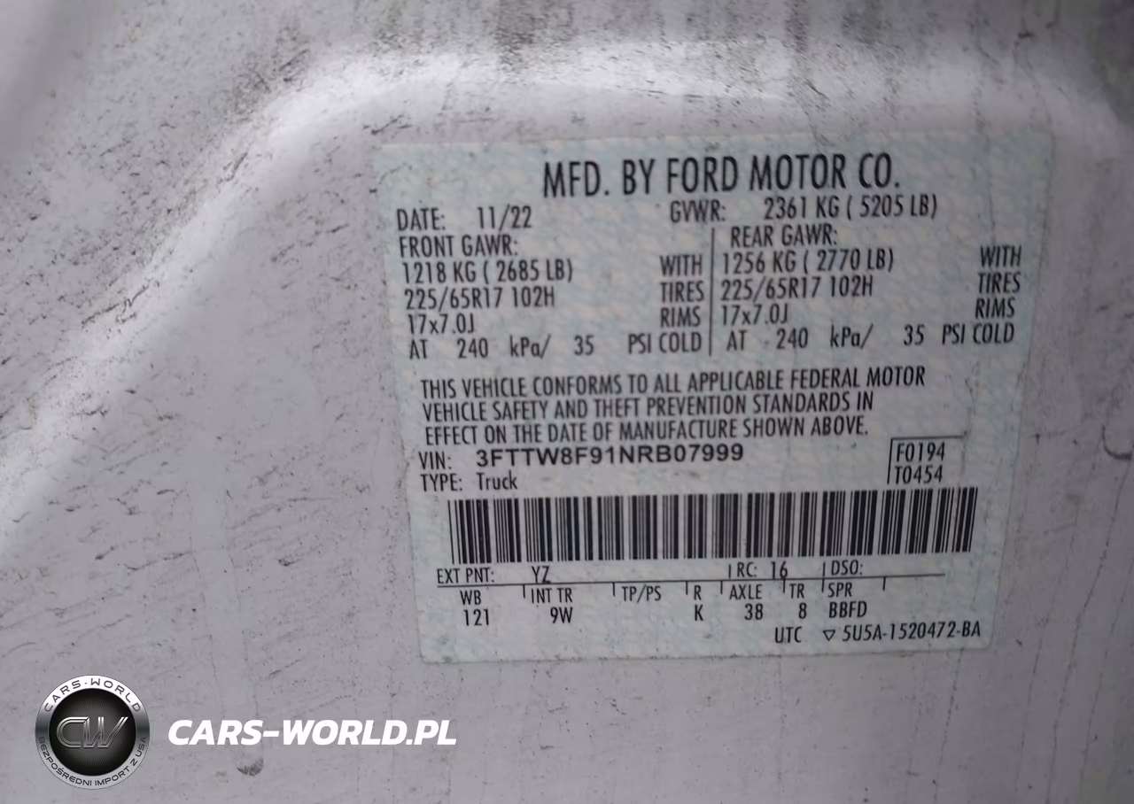 2022 Ford Maverick Xl VIN:3FTTW8F91NRB07999 - 9
