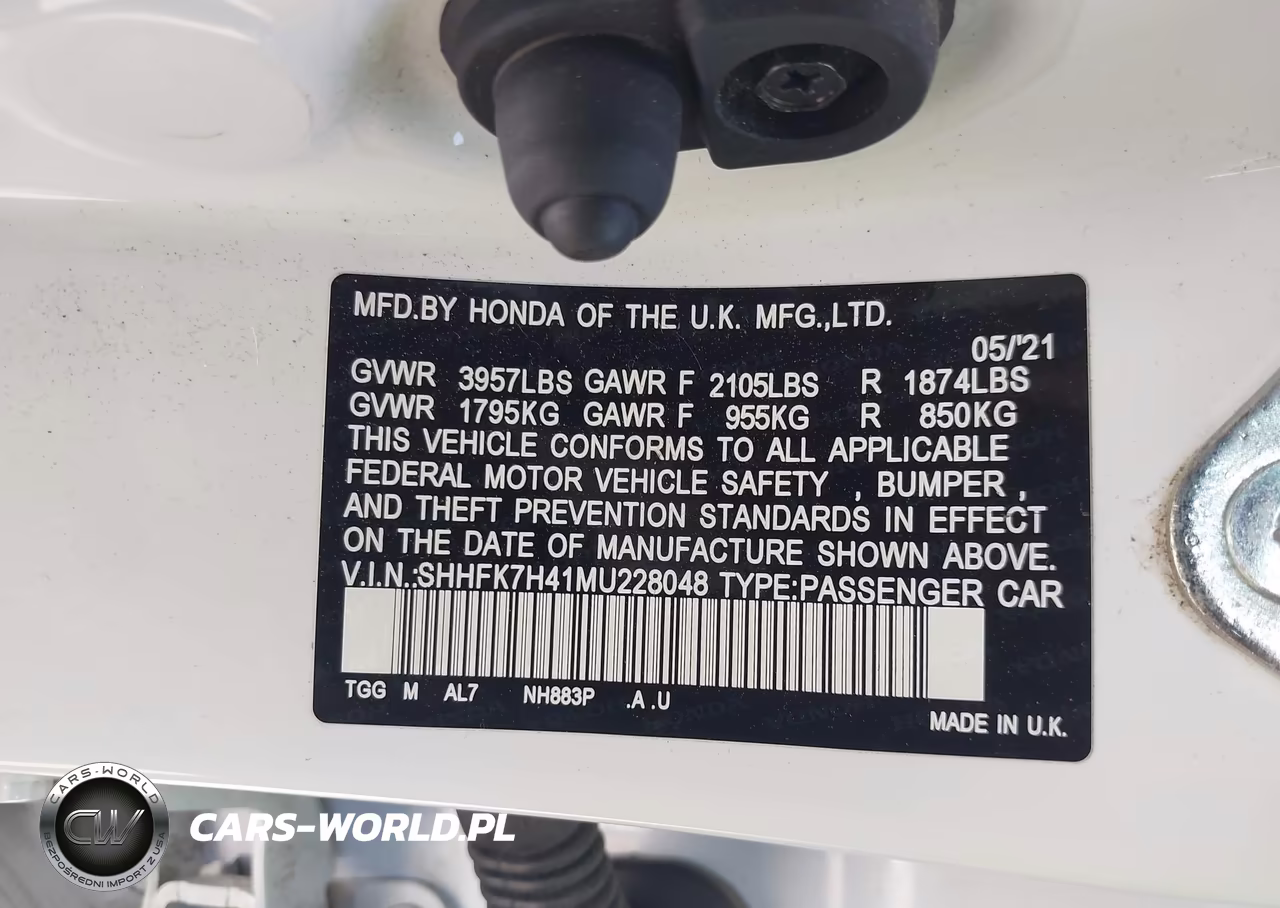 2021 Honda Civic Sport VIN:SHHFK7H41MU228048 - 9