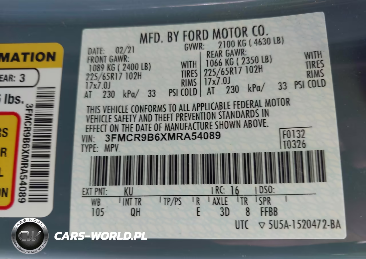 2021 Ford Bronco Sport Big Bend VIN:3FMCR9B6XMRA54089 - 9