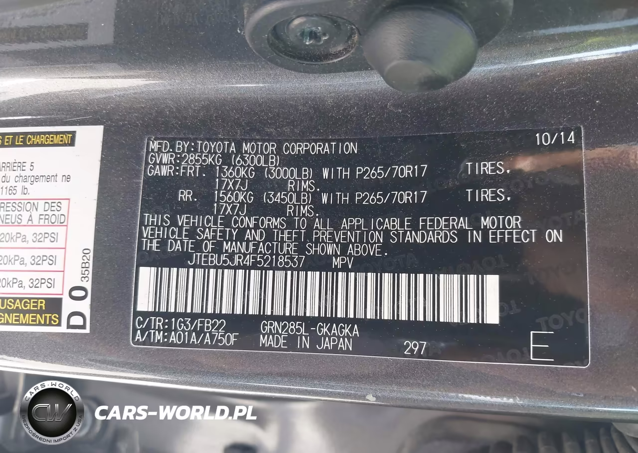 2015 Toyota 4Runner Sr5 VIN:JTEBU5JR4F5218537 - 9