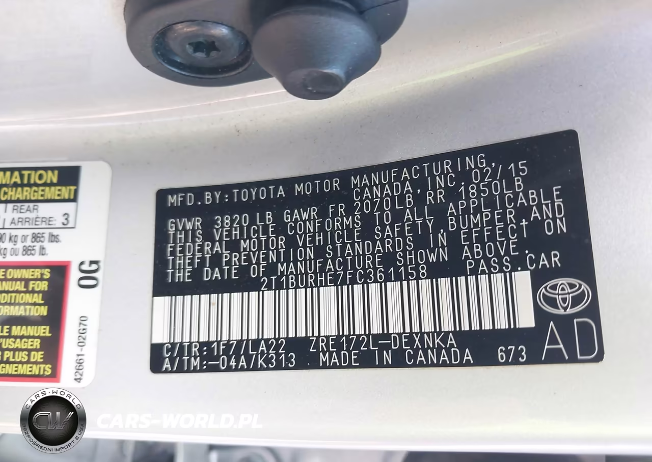 2015 Toyota Corolla Le Premium VIN:2T1BURHE7FC361158 - 9