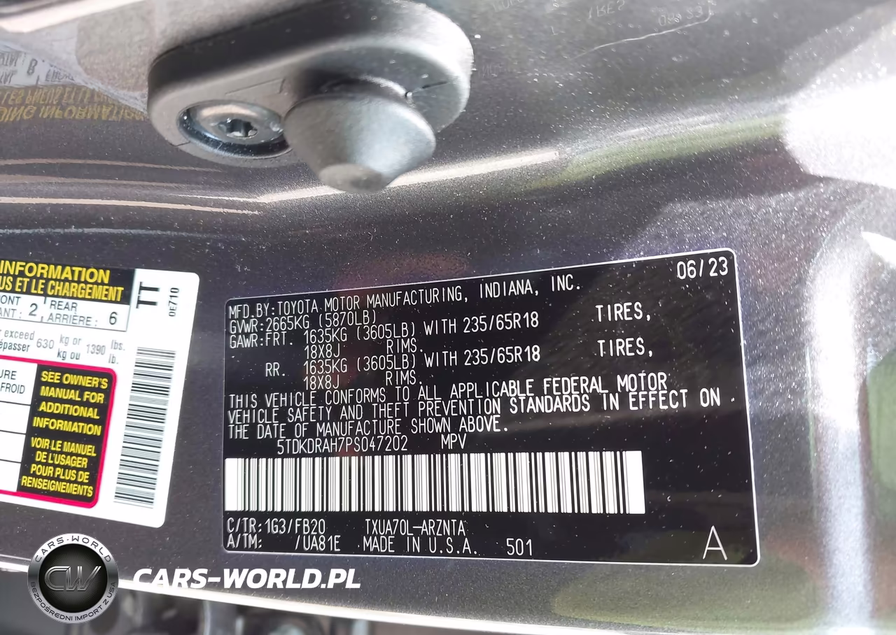 2023 Toyota Highlander Le VIN:5TDKDRAH7PS047202 - 9