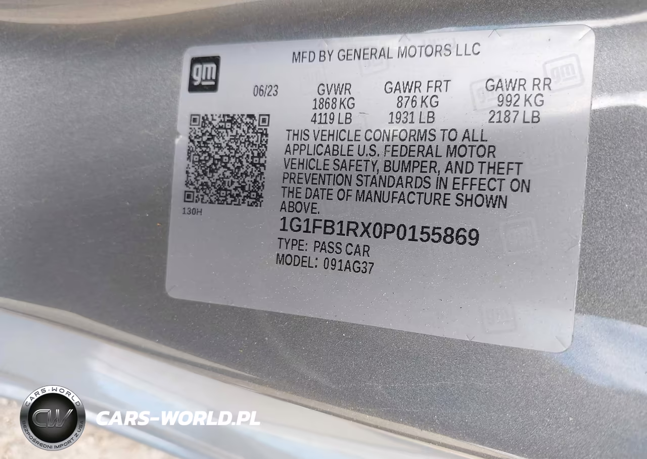2023 Chevrolet Camaro Rwd 1Lt VIN:1G1FB1RX0P0155869 - 9