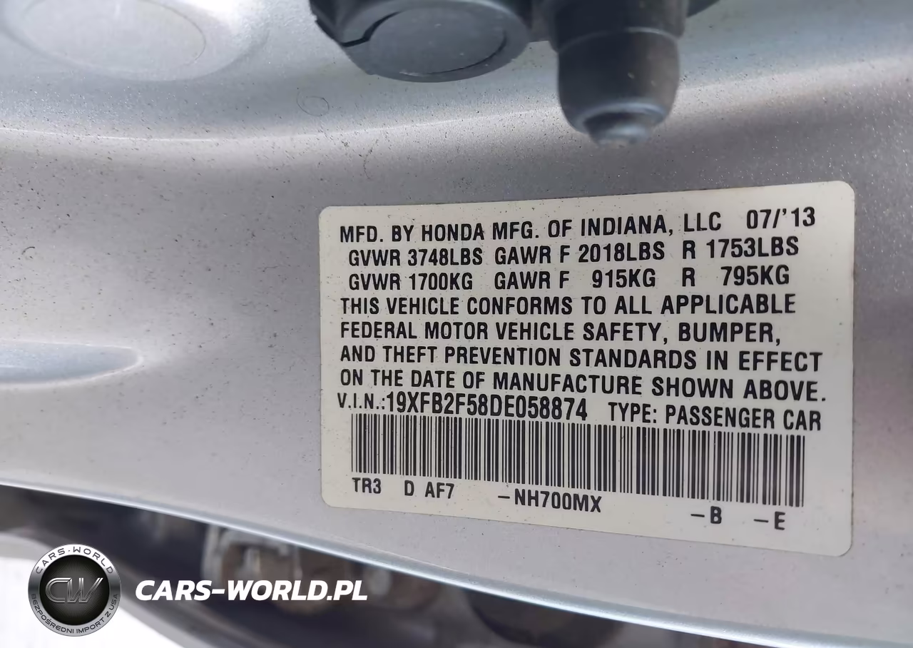 2013 Honda Civic Lx VIN:19XFB2F58DE058874 - 9