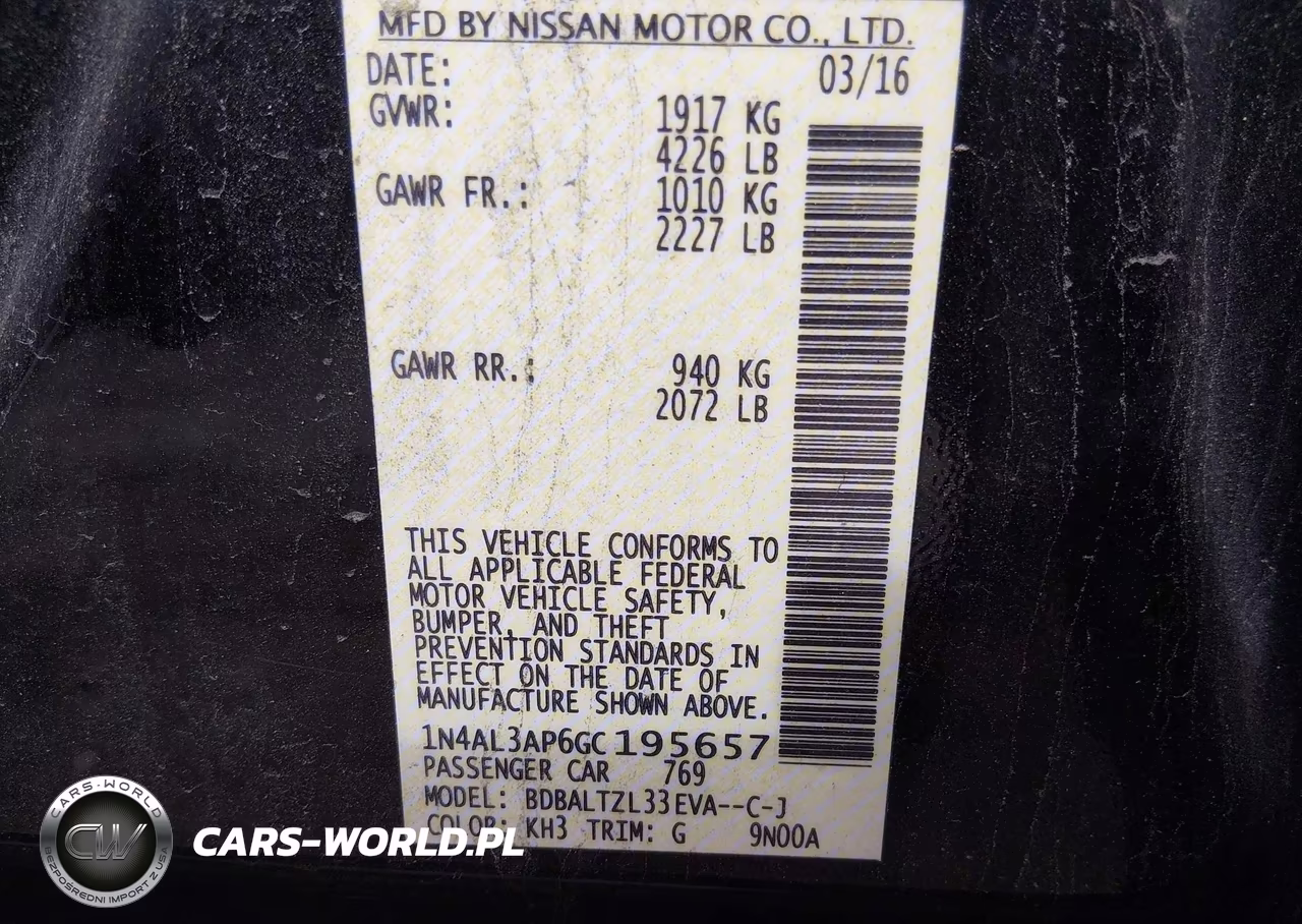 2016 Nissan Altima 2.5 Sl VIN:1N4AL3AP6GC195657 - 9