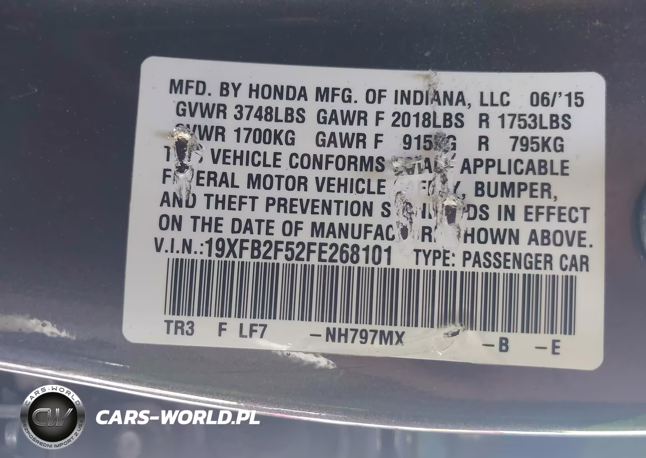 2015 Honda Civic Lx VIN:19XFB2F52FE268101 - 9