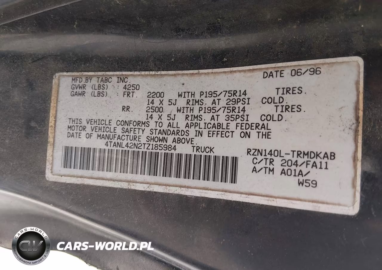 1996 Toyota Tacoma VIN:4TANL42N2TZ185984 - 9
