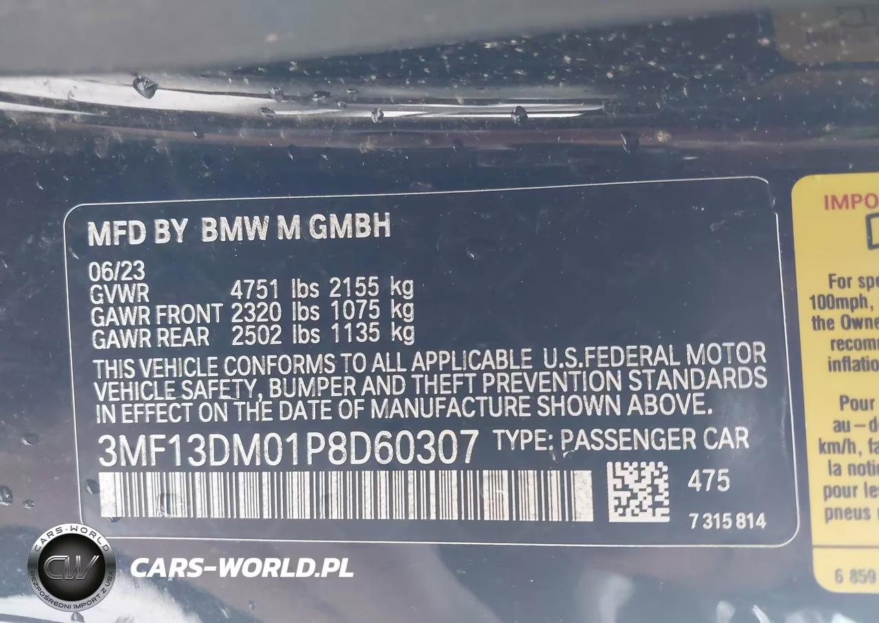 2023 BMW M2 VIN:3MF13DM01P8D60307 - 9