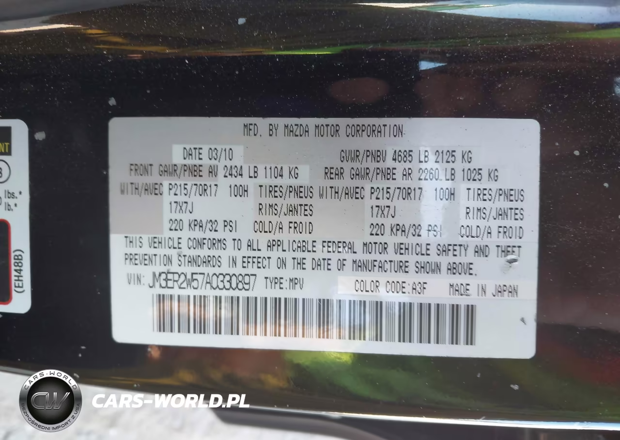 2010 Mazda Cx-7 I Sv VIN:JM3ER2W57A0330897 - 9