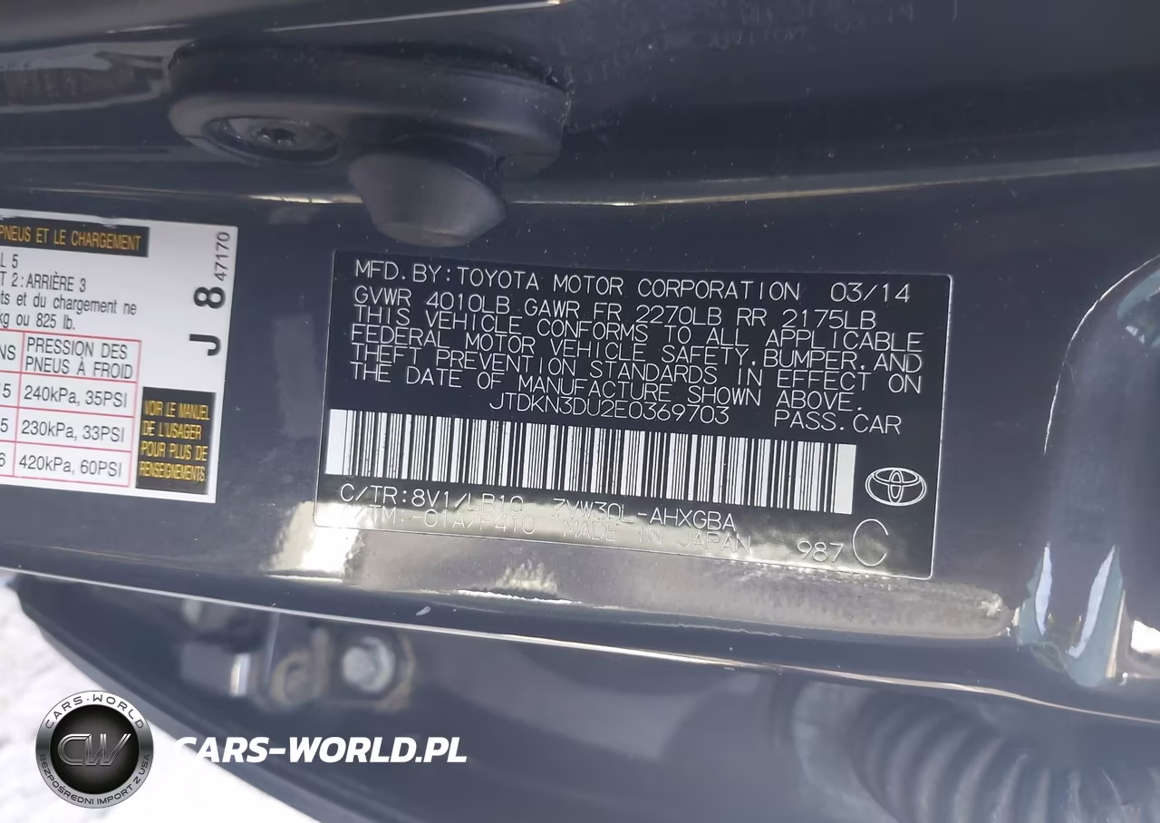 2014 Toyota Prius VIN:JTDKN3DU2E0369703 - 9