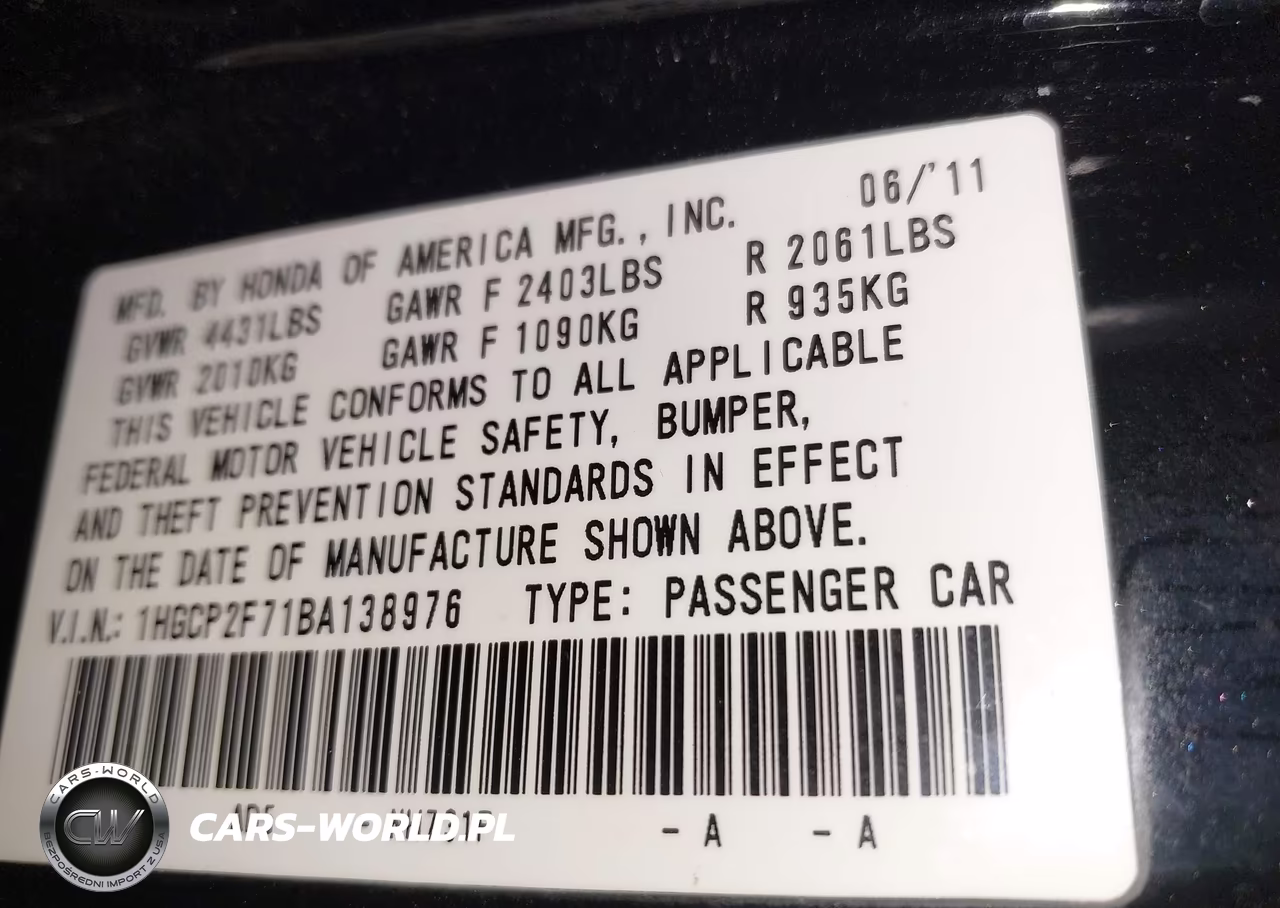 2011 Honda Accord 2.4 Ex VIN:1HGCP2F71BA138976 - 9