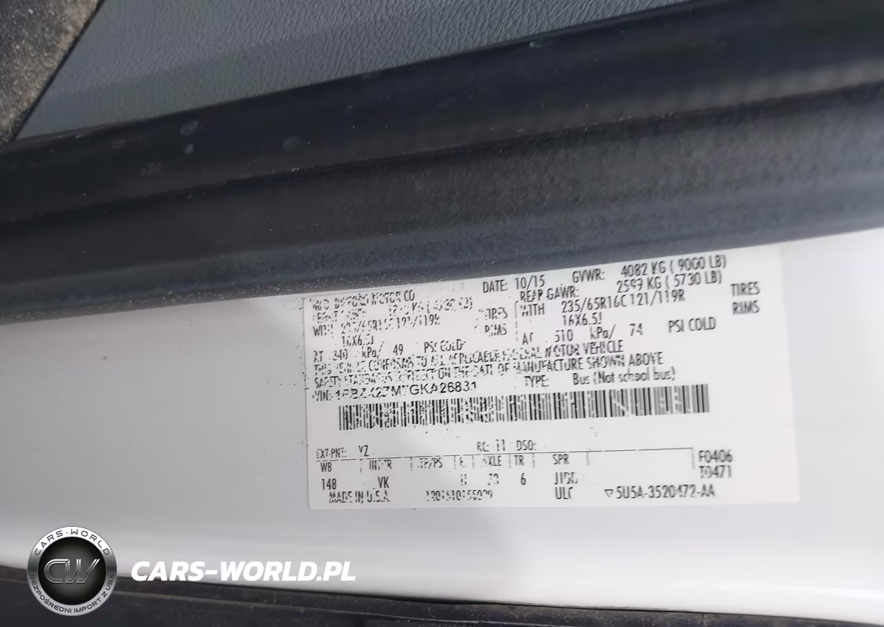 2016 Ford Transit-350 Xl VIN:1FBZX2ZM7GKA26831 - 9