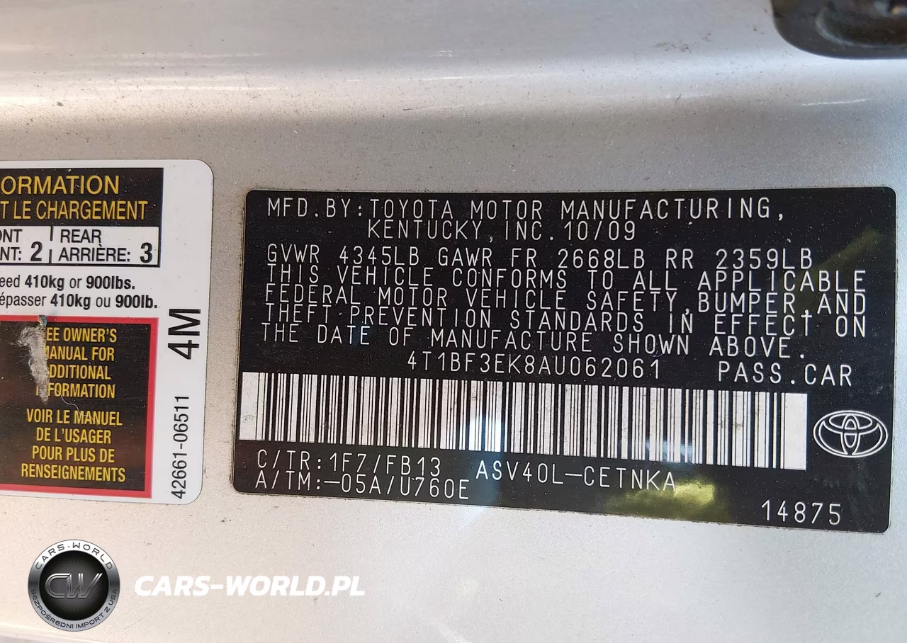 2010 Toyota Camry Le VIN:4T1BF3EK8AU062061 - 9