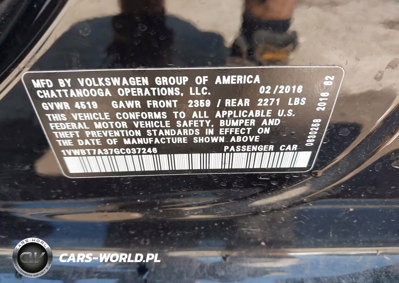 2016 Volkswagen Passat 1.8T Se VIN:1VWBT7A37GC037246 - 9