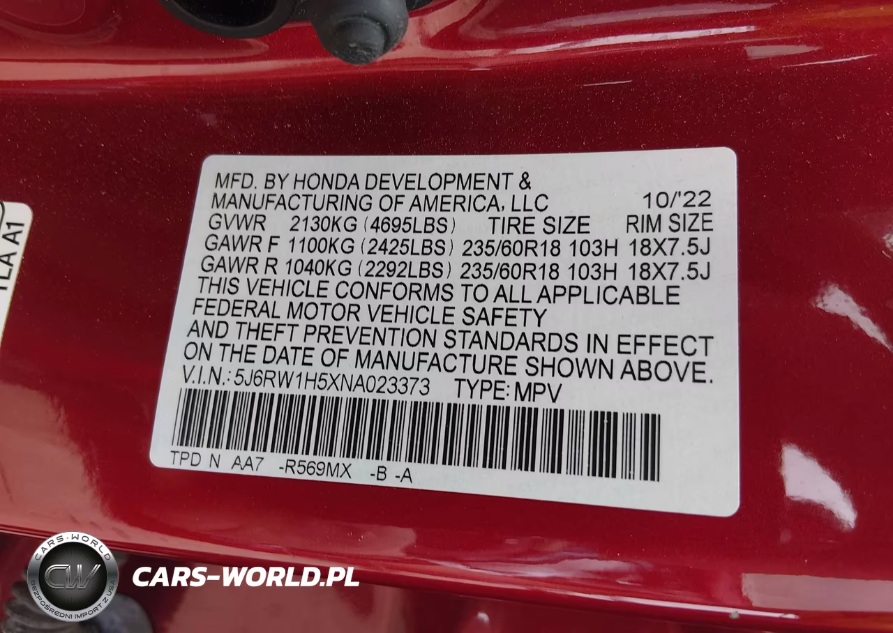 2022 Honda Cr-V 2Wd Ex VIN:5J6RW1H5XNA023373 - 9