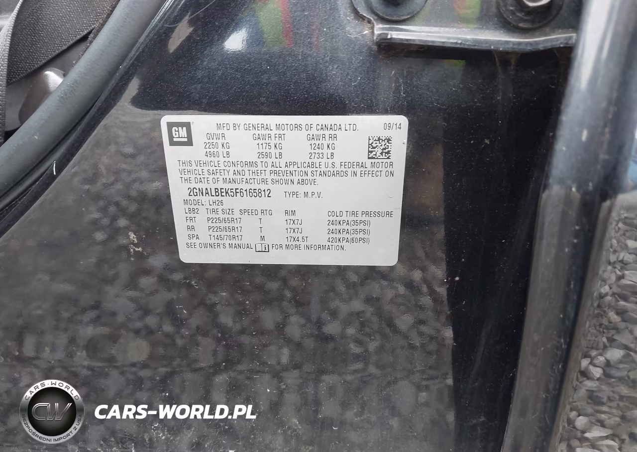 2015 Chevrolet Equinox 1Lt VIN:2GNALBEK5F6165812 - 9