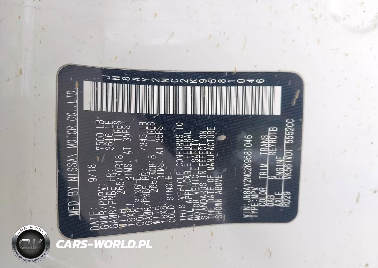 2019 Nissan Armada Sv VIN:JN8AY2NC2K9581046 - 9
