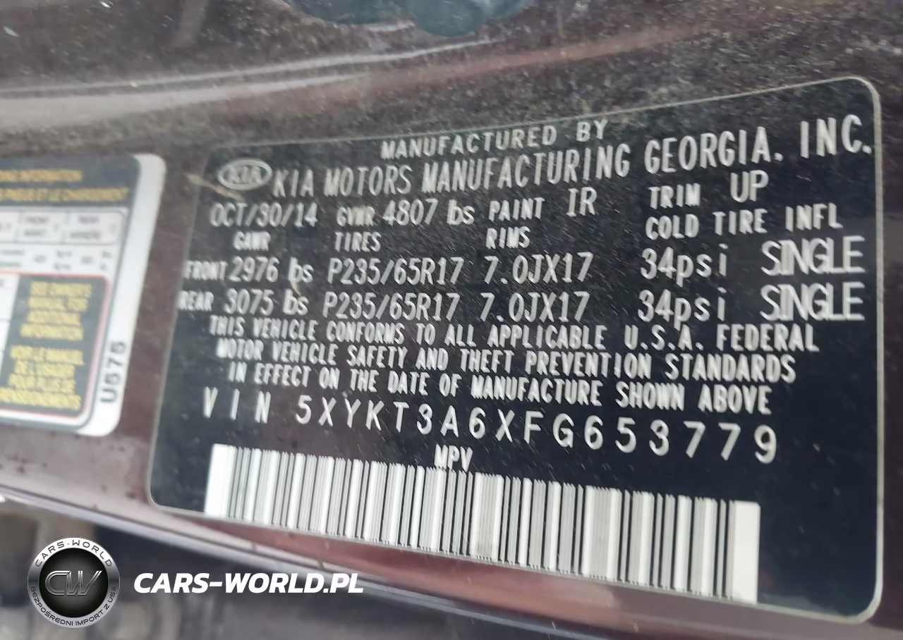 2015 Kia Sorento Lx VIN:5XYKT3A6XFG653779 - 9