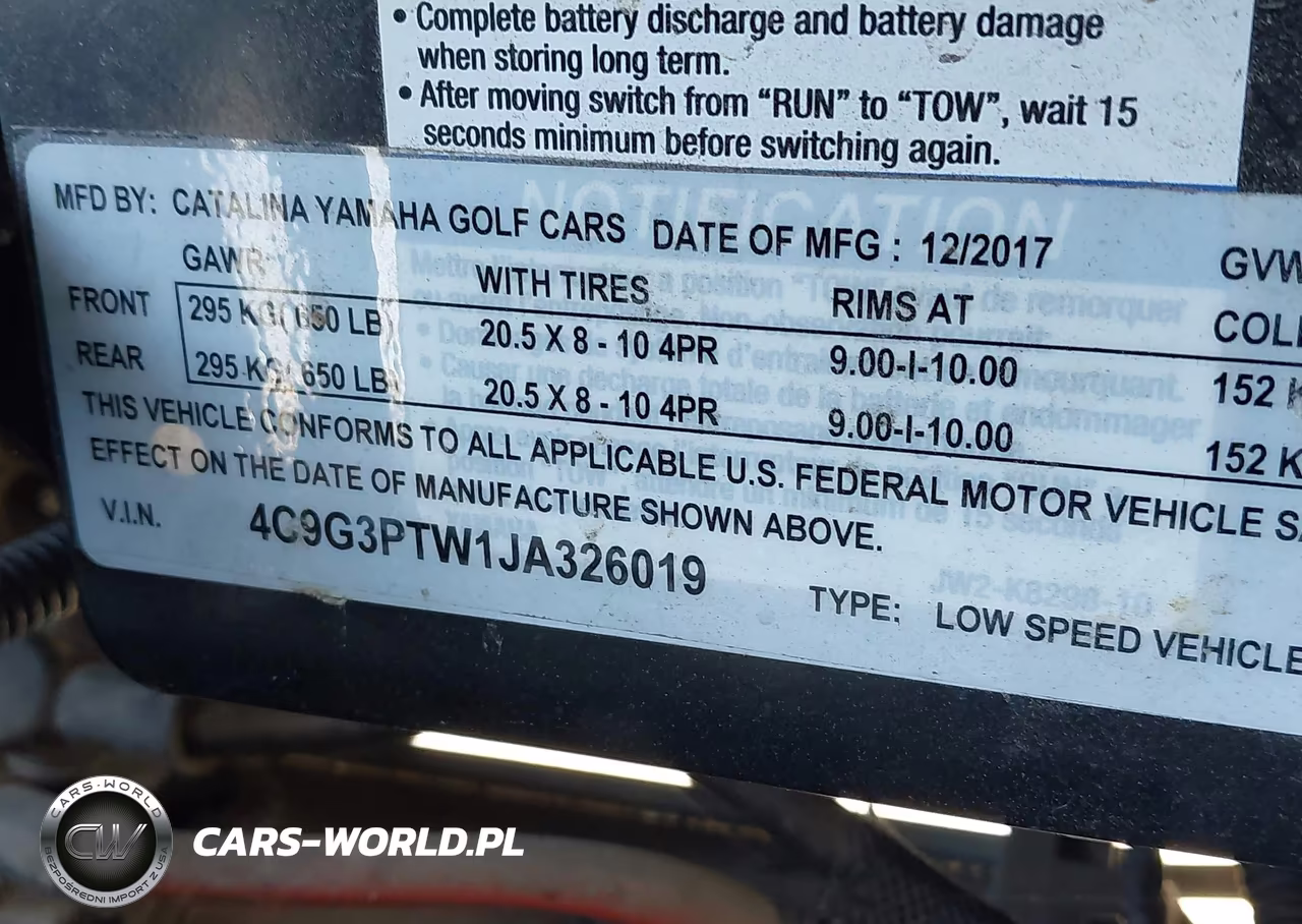 2018 Yamaha Electric VIN:4C9G3PTW1JA326019 - 9