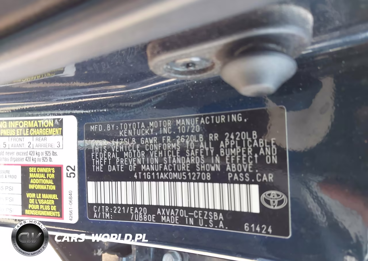 2021 Toyota Camry Se VIN:4T1G11AK0MU512708 - 9